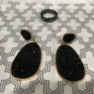 Black and Gold Earring / Ring Set